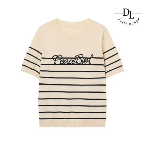 [데일리라운지]데일리라운지 피스버드 스트라이프 티셔츠 1종