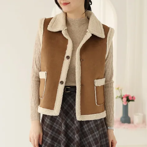 [웬디즈갤러리]양털 스웨이드 베스트 /뽀글이 덤블 무스탕 조끼 TVT101