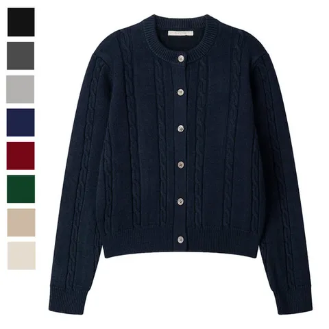 여자 벨라 라운드 버튼 긴팔 가디건 SGW-CA-Q096-네이비