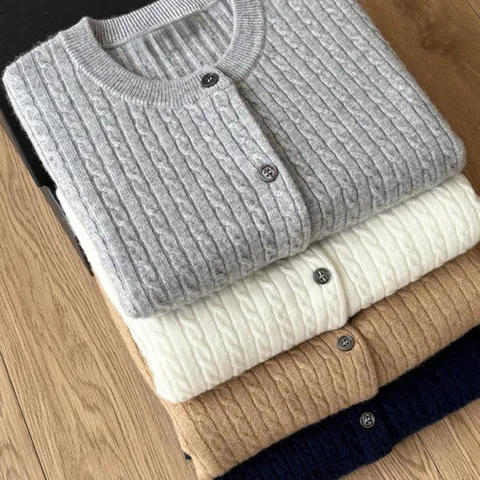 [오아즈] 내추럴핏 데일리룩 케이블 니트가디건 4color