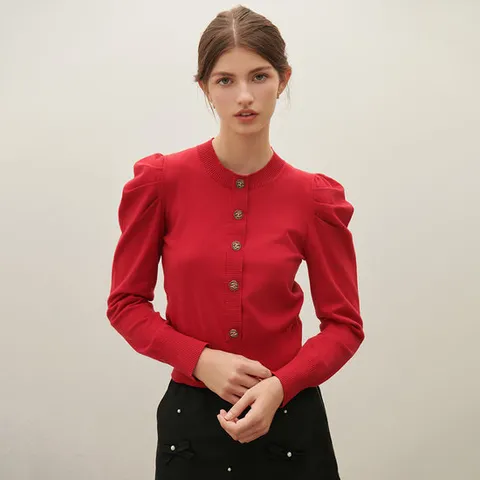 [SATIN] 퍼프 슬리브 니트 O254T914