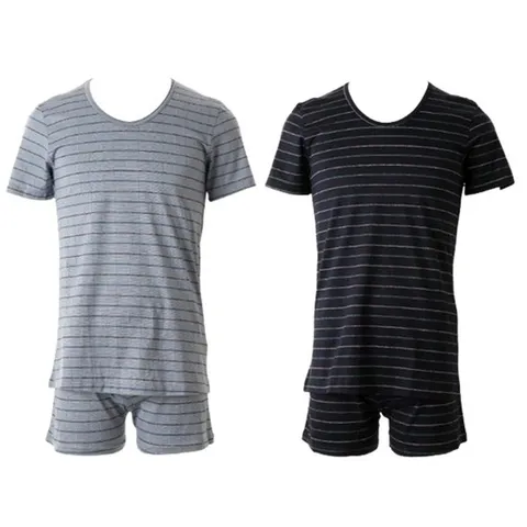 [ 롯데백화점 ][비너스](2컬러세트) 남성 면100  선염체크  반팔런닝니트트렁크 세트 VMP4197AVMP4197N