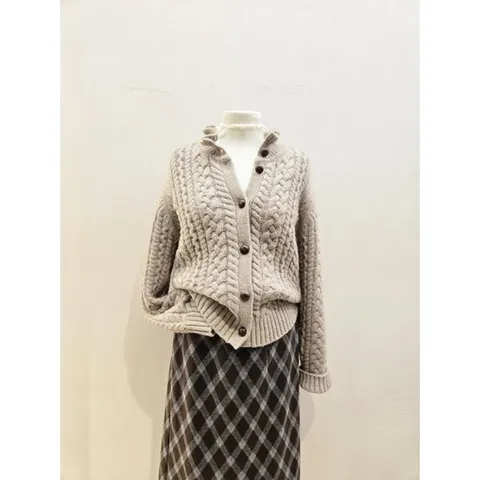 [ 롯데백화점 ]숲  (SBAGD82) 케이블 넥프릴 니트 가디건