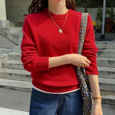 [조아맘] 멀티플 컬러 니트 (2Types 라운드넥/브이넥)