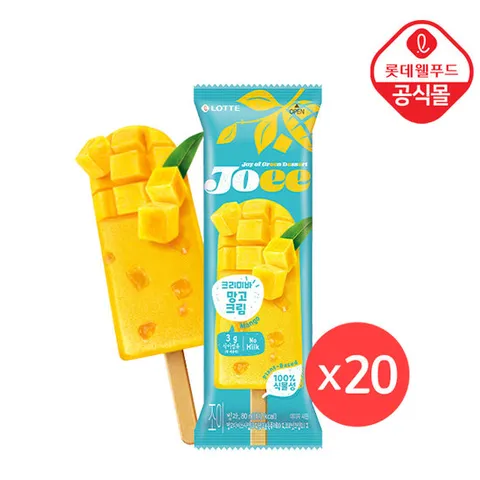 [롯데] JOEE 크리미 아이스 바 망고 크림 20개