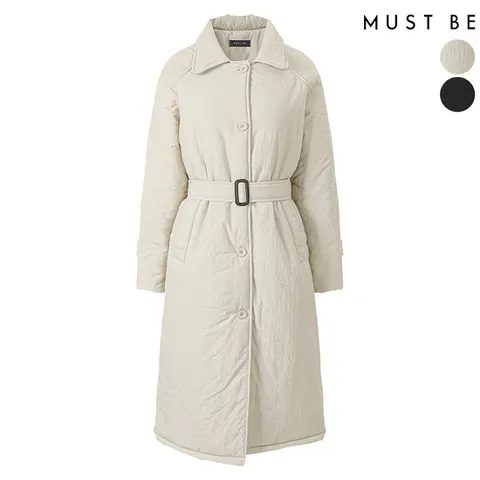 [머스트비] 여성 벨티드 트렌치 롱패딩