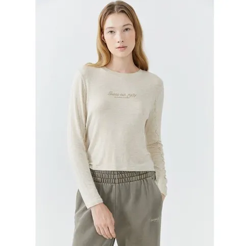 [ 롯데백화점 ][게스]여성 소매 디테일 긴팔티 YO3K2414