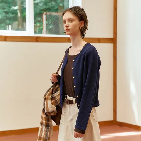 [ 롯데백화점 ][피그먼트]하트 스카시 라운드 가디건