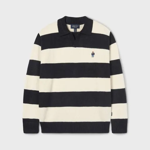 [ 롯데백화점 ][후아유]남여공용 스티브 스트라이프 오픈 카라 풀오버 (WHKAF4922U)