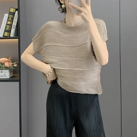 플라라 (88까지)플리츠웨이브크롭블라우스