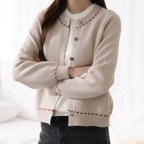 [다잇템][다잇템] 여자 빨간색 라운드 크리스마스 자수 콘트라스