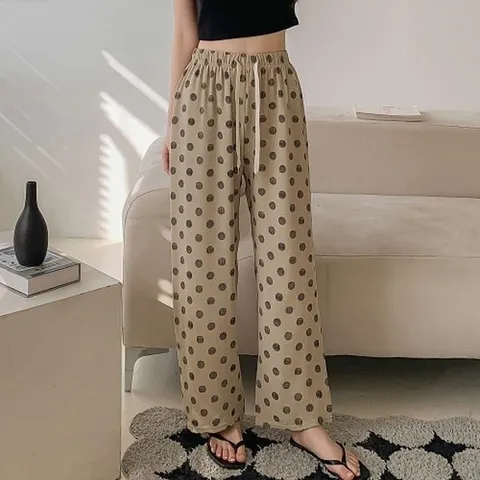 [다잇템][다잇템] 여자 봄여름 실내복 땡땡이 와이드핏 콘트라스