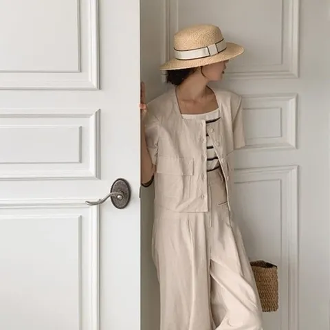 [다잇템][다잇템] 여자 마원단 바지 스퀘어넥 재킷 드레스업 탱