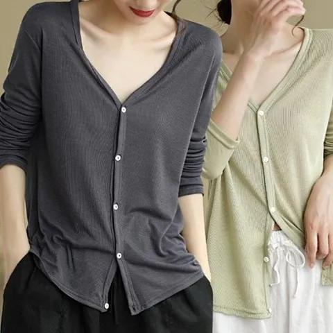 [브이와이][VY] 여성 라이트 SS V넥 FW 얇은 가디건_13020729_58