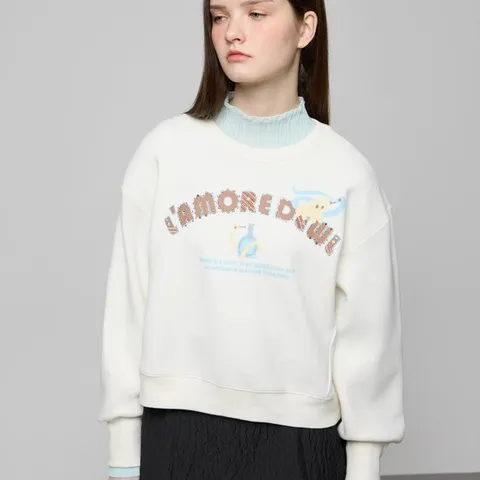 [ 롯데백화점 ][듀엘]비딩 프린트 맨투맨(D252MSM049)