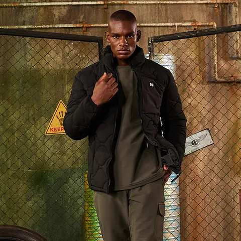 [험머][험머] 남성 트랙 퀄팅 패딩 HA4FJ4002MBK