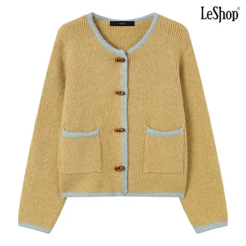 [르샵]더플 배색 아웃 포켓 니트 가디건 (DP4CK005A)