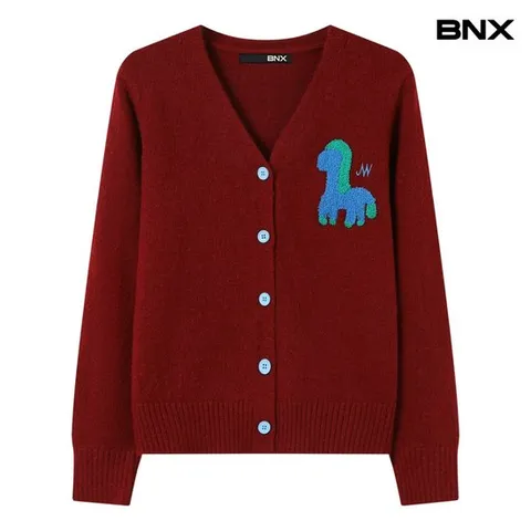 [BNX] 홀스 자수 브이넥 니트 가디건 (BX4CD006L0)