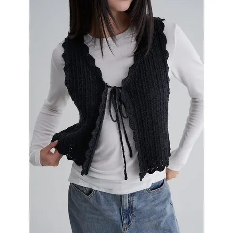 (125X5AMQ75) [에잇세컨즈] 니트 베스트  블랙