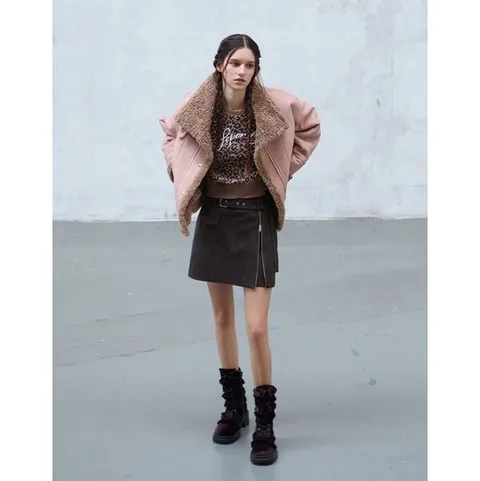 [ 롯데백화점 ][에고이스트]스웨이드 텍스쳐 인조 무스탕자켓 ER4TM001