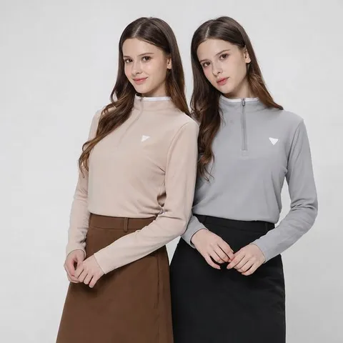 [데니스골프] 25FW 여성 라이트 피치기모 하프넥 긴팔 티셔츠_NAQFLTS059