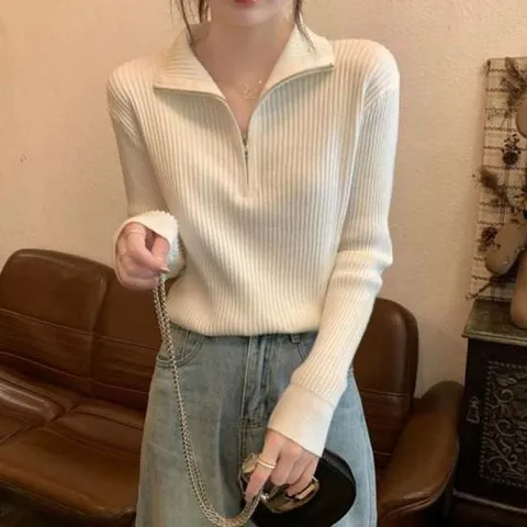 여성 골지니트 데일리 날씬해보이는 니트카라티 클래