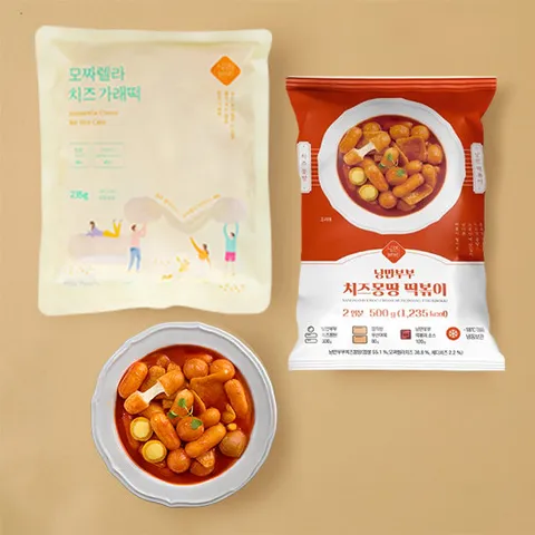 [낭만부부] 치즈 몽땅 떡볶이(500g) + 모짜렐라 치즈 가래떡(235g)
