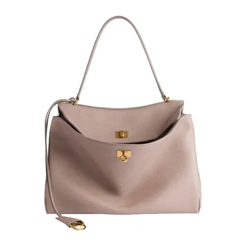 발렌시아가 로데오 베이지 미디엄 스무스 가죽 숄더 백 789772