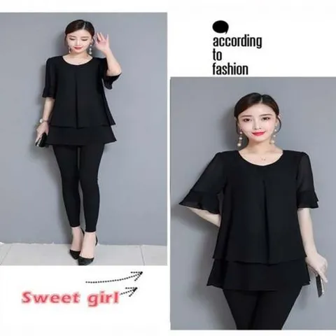 반팔 프릴 EA 쉬폰 쉬폰블라우스 브라우스 롱블라우스