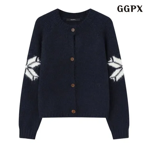 [GGPX] 나그랑 소매 눈꽃 자수 니트 가디건 (GPDCK007D)