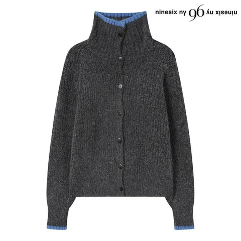 [나인식스뉴욕]하이넥 라인 골지 배색 니트 가디건 (NP4CK016L0)