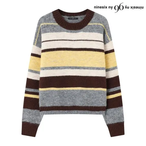 [나인식스뉴욕]스트라이프 배색 라운드 긴팔 니트 (NP4KT013L0)