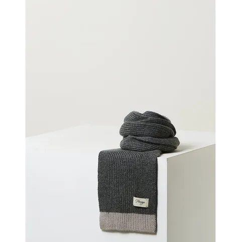 [ 롯데백화점 ][헤지스]HJMU5F862G2_남성 그레이 로고장식 울캐시미어혼방 머플러