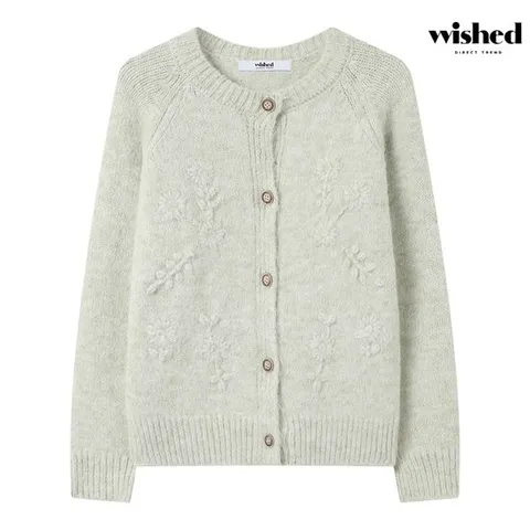 [위시드]나그랑 엠보 플라워 니트 가디건 (WICDCD004)