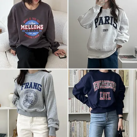 [샵앤][샵앤] [무료배송] 국산 여성 라운드 긴팔 맨투맨 5종 균