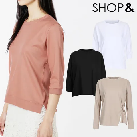 [샵앤][샵앤] [무료배송] 국산 여성 라운드 긴팔 티셔츠 3종 균