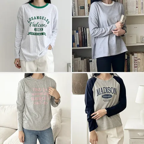 [샵앤][샵앤] [무료배송] 국산 여성 등원룩 긴팔 티셔츠 4종 균