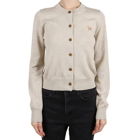 메종키츠네 25FW 여성 베이비 폭스 레귤러 울 가디건 라이트베이지멜란지 PW00502KT1181 H218