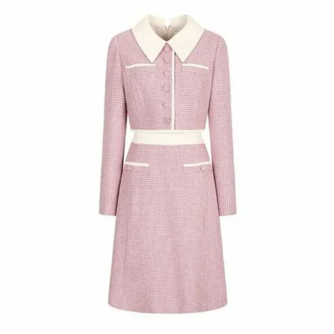 [JJ JIGOTT][JJ지고트]솔리드 배색 트위드 원피스 GNAA0OP12_DG