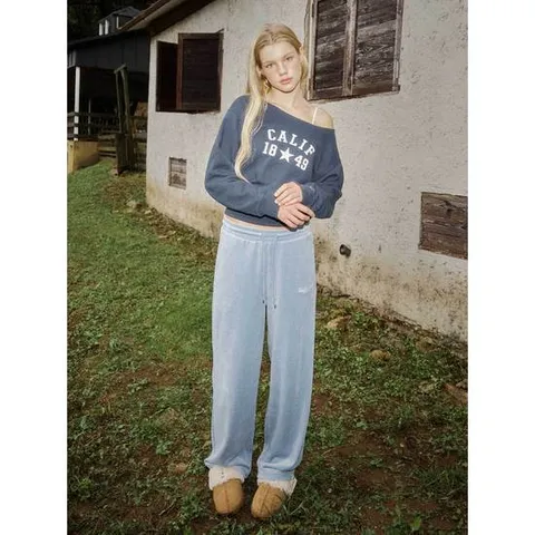 [ AK백화점 ][후아유] 여성 Velour Embroidery Wide Pants WHTMF4V21F