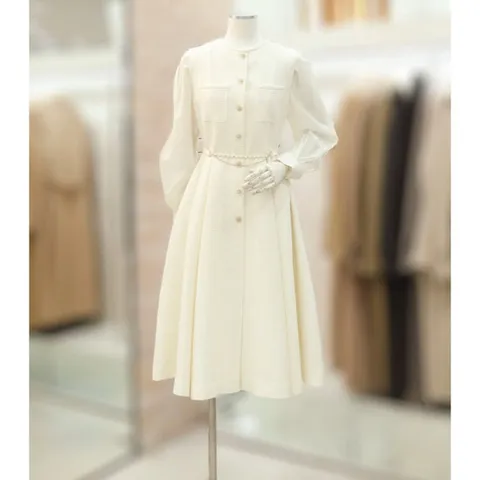 [JJ JIGOTT][JJ지고트]슬리브 배색 트위드 원피스 GP2A0OP251_DG