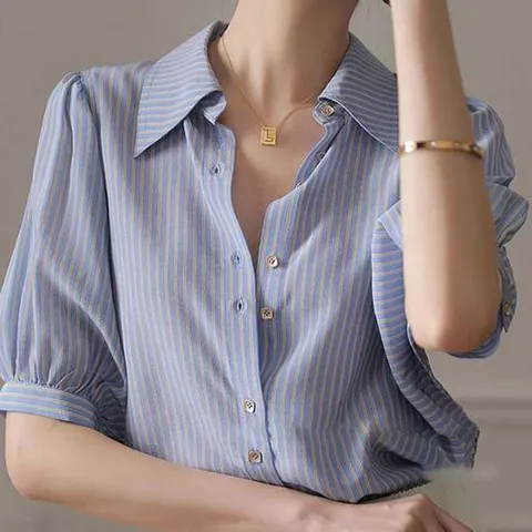 스트라이프 베이직 여름 블라우스 예쁜