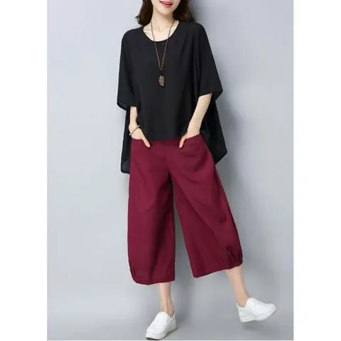 여성 여름 7부 벙거지 바지 면마 티셔츠 상하 세트