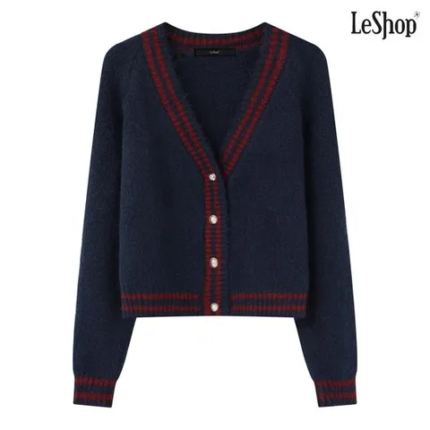 [르샵]라인 배색 V넥 버튼업 니트 가디건 (DP4CK011A)