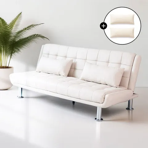 온기 소파베드 PU아이보리 3단 각도조절 폴딩형 침대 겸용 생활방수 패브릭 원룸 신혼 자취 3인용