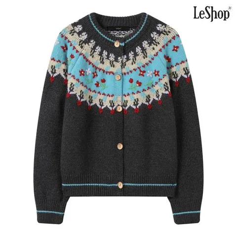 [르샵]나그랑 플라워 자수 패턴 니트 가디건 (DP4CK017A)