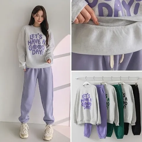 여성 겨울 기모 맨투맨 조거팬츠 트레이닝 세트 PST0307S 빅사이즈 루즈핏