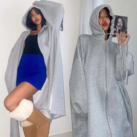 여성 겨울 기모 후드 집업 롱 가디건 자켓 아우터 VC0068S 빅사이즈 루즈핏