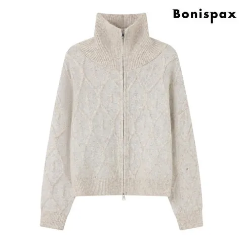 [ 롯데백화점 ][보니스팍스(여성의류)]스팽글 투웨이 집업 하이넥 니트 가디건 (XP4CK004L0)