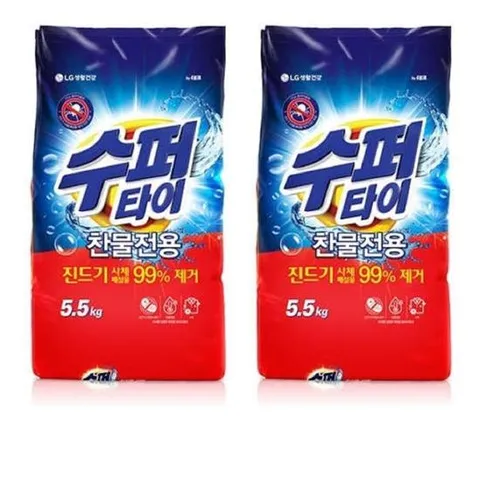 [DAEWON.A.R] 수퍼타이 찬물 전용 실내건조 진드기  분말세제 일반드럼 겸용 리필 5.5KG x 2개